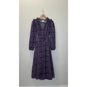 Xirena Paisley Floral Maxi Dress Cottagecore Bloomcore Black Pink Blue Size L